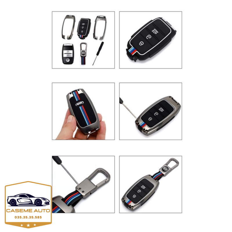 Ốp Chìa Khóa KIA Soluto, Seltos, Cerato, Sorento, Rondo 3 Nút Chất Liệu Hợp Kim, Kèm Móc Treo Cao Cấp - Hàng Nhập Khẩu