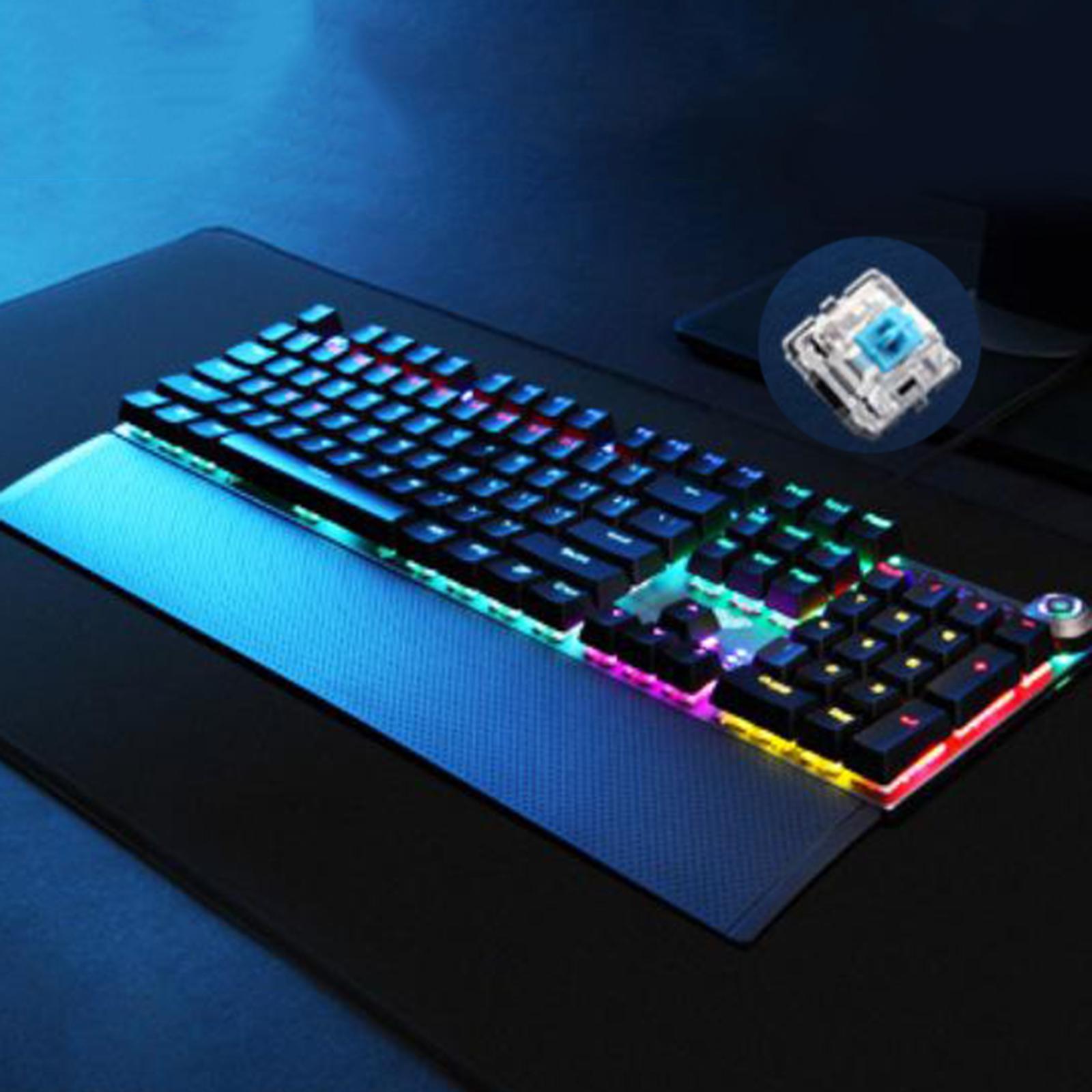 RGB Gaming Mechanical Compact Keyboard with Blue/Black/Brown Switches, 104 Key with Hand Rest LED RGB Backlit Computer Keyboard for Windows Games