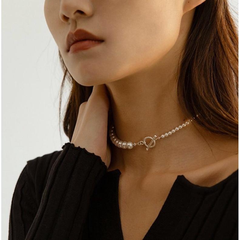 Vòng Cổ Khóa OT Bạc Dáng Choker Size Hạt 5-8ly, Vòng Cổ Ngọc Trai Nước Ngọt Tự Nhiên Sang Trọng - Trường Thịnh Ngọc Trai