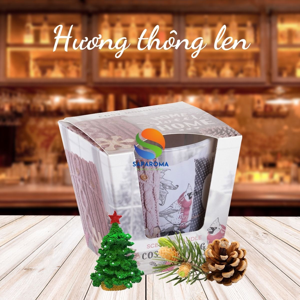 Ly nến thơm tinh dầu Bartek Home Sweet Home 115g QT06457 - hương thông, len, nến trang trí, thơm phòng, thư giãn, hỗ trợ khử mùi (giao mẫu ngẫu nhiên)