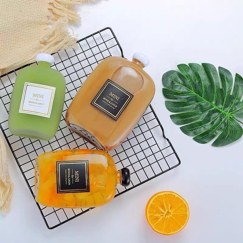 Chai thuỷ tinh 350ml dáng dẹt đựng cafe, nước ép, trang trí decor..