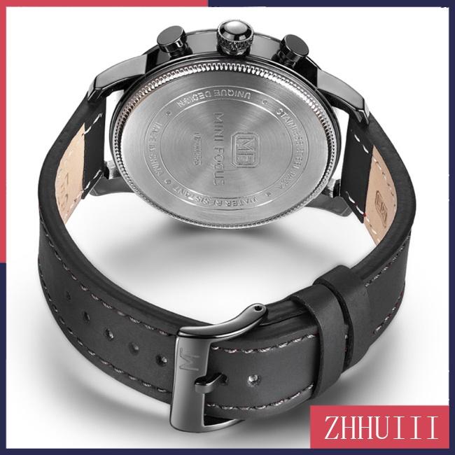 Đồng Hồ Quartz 3 Sub-dial Chống Thấm Nước Với Dây Đeo Da Phong Cách Nhật Bản