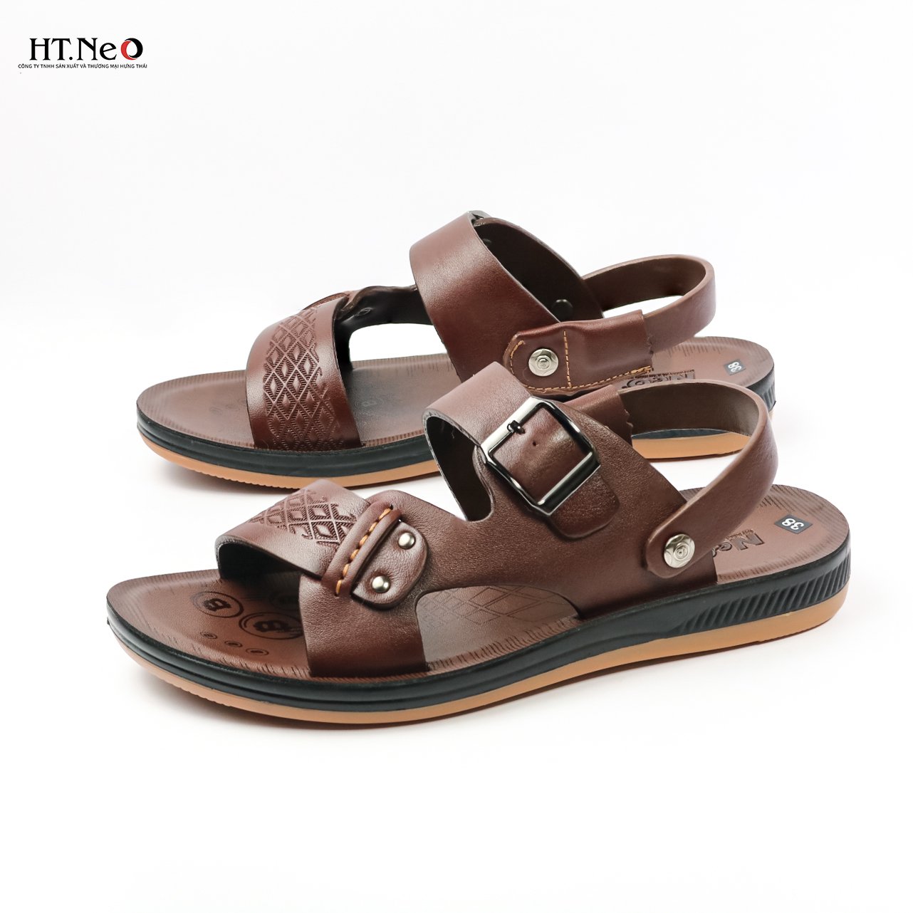 Giày sandal nam - dép nam HT.NEO 100% da bò mềm mại, đế cao su nguyên khối, khâu chân quai siêu chắc SD76