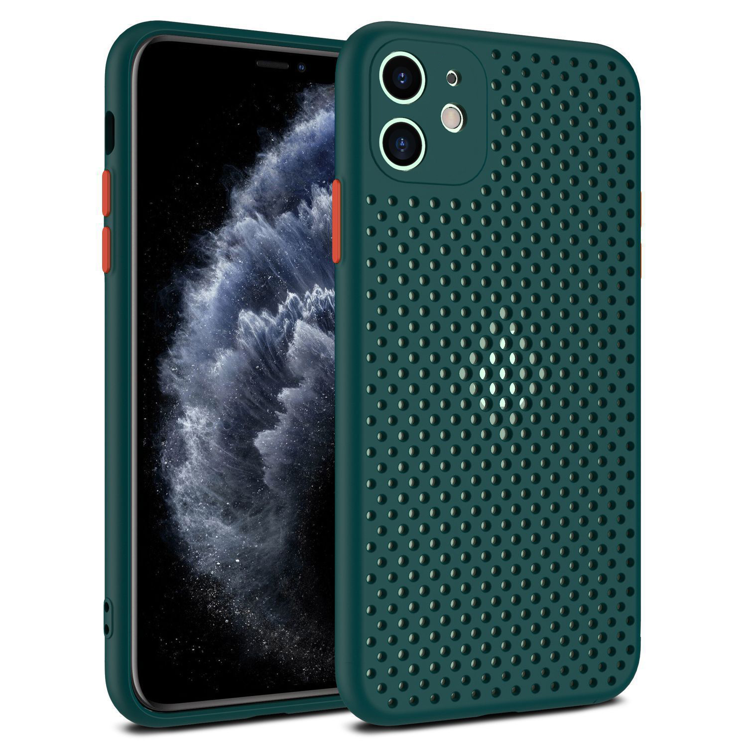 Ốp Lưng Thoát Nhiệt Dành Cho Iphone 11 12 13 11 Pro 12 Pro 13 Pro 11 Pro Max 12 Pro Max 13 Pro Max 12 Mini 13 Mini - Hàng Chính Hãng - Xanh Lá Đậm - Iphone 12