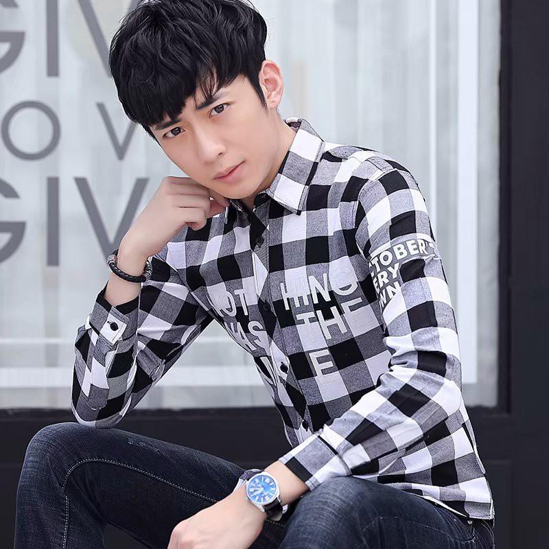 Áo sơ mi tay dài họa tiết sọc thời trang phong cách cho nam