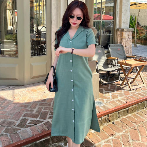 Đầm Linen Ruzimay Style Dáng Sơ Mi Dài R1300