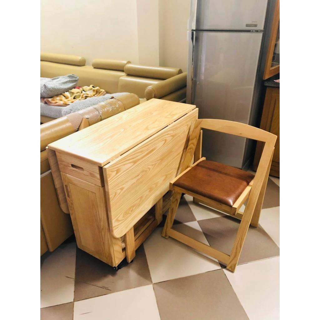 Bàn Ăn Thông Minh Gấp Gọn Gỗ Sồi Tự Nhiên