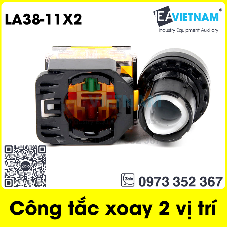 Công tắc xoay 2 vị trí phi 22mm LA38-11X2 / Công tắc nút xoay 2 tiếp điểm 22 mm