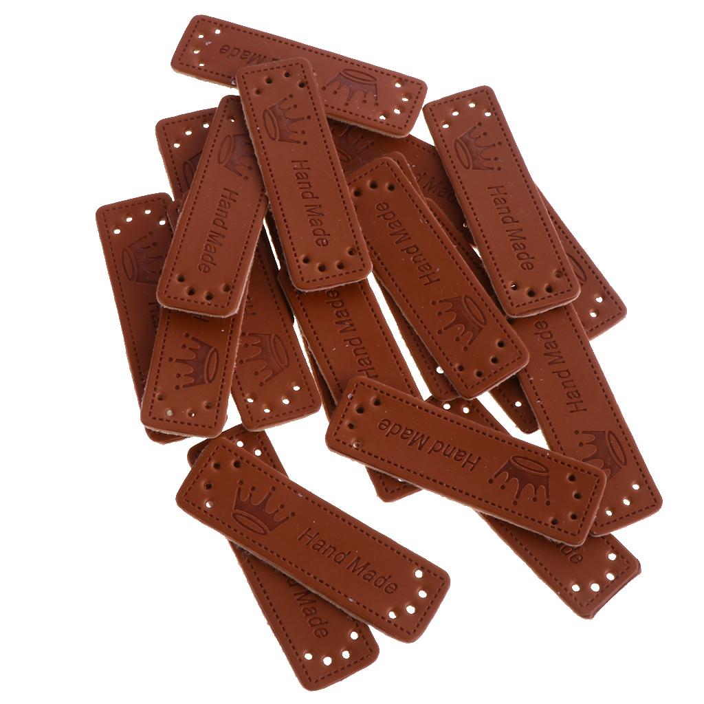 40 Miếng Da PU Nhãn Handmade Dập Nổi Các Thẻ May Chỉnh Trang Thủ Công