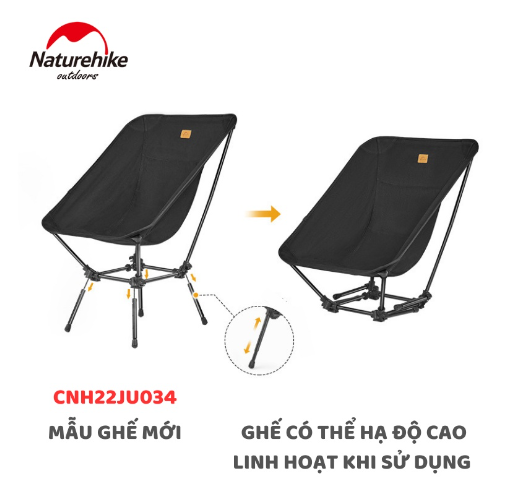 Ghế gấp gọn cắm trại dã ngoại có thể điều chỉnh độ cao dành cho Naturehike CNH22JU034