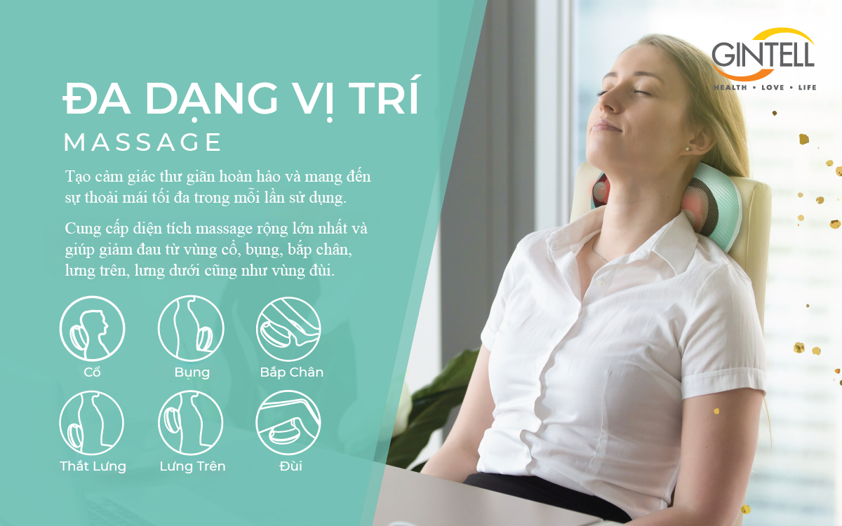 Gối Massage nhiệt hồng ngoại G-Minnie Care| Công nghệ massage Shiatsu 3D