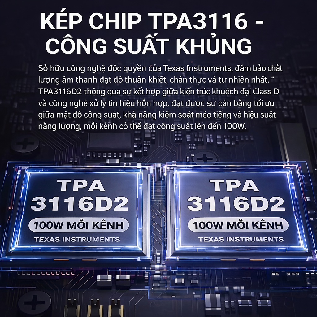 Amply Bluetooth 5.3 Kép Chip TPA3116D2  Công Suất 200W (100W+100W) – Hỗ Trợ USB/RCA/AUX – LED RGB Hát Karaoke G12D - Hàng Nhập Khẩu