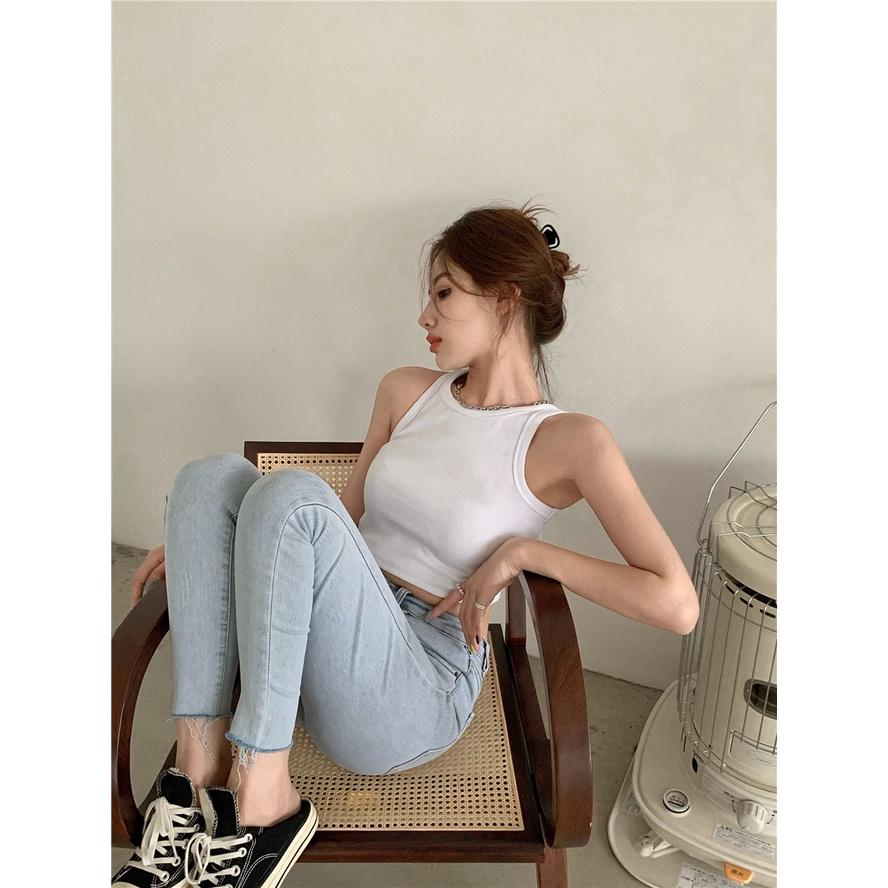 Áo Croptop Nữ 3 Lỗ Dáng Ôm Sát Nách Trơn 2 Màu siêu xinh