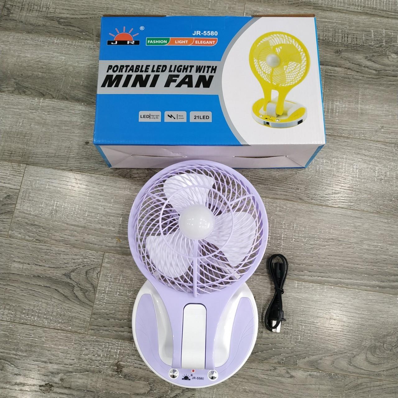 Quạt Sạc Mini Đèn Led 2 Chế Độ Sáng  - Giao Màu Ngẫu Nhiên - Hàng Loại 1