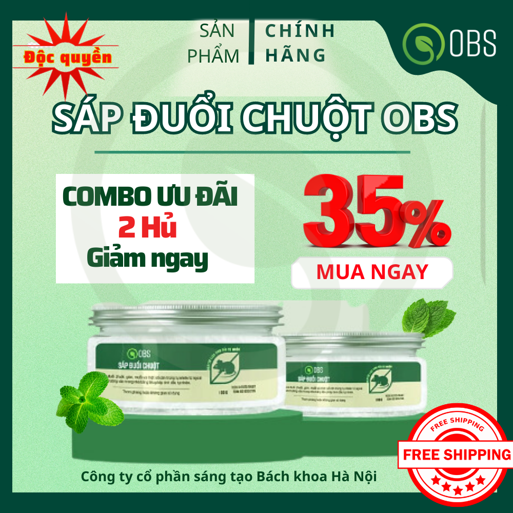 [ COMBO 2 ] Sáp đuổi chuột OBS an toàn cho Bà Bầu và Trẻ em (100g) Giá Sỉ