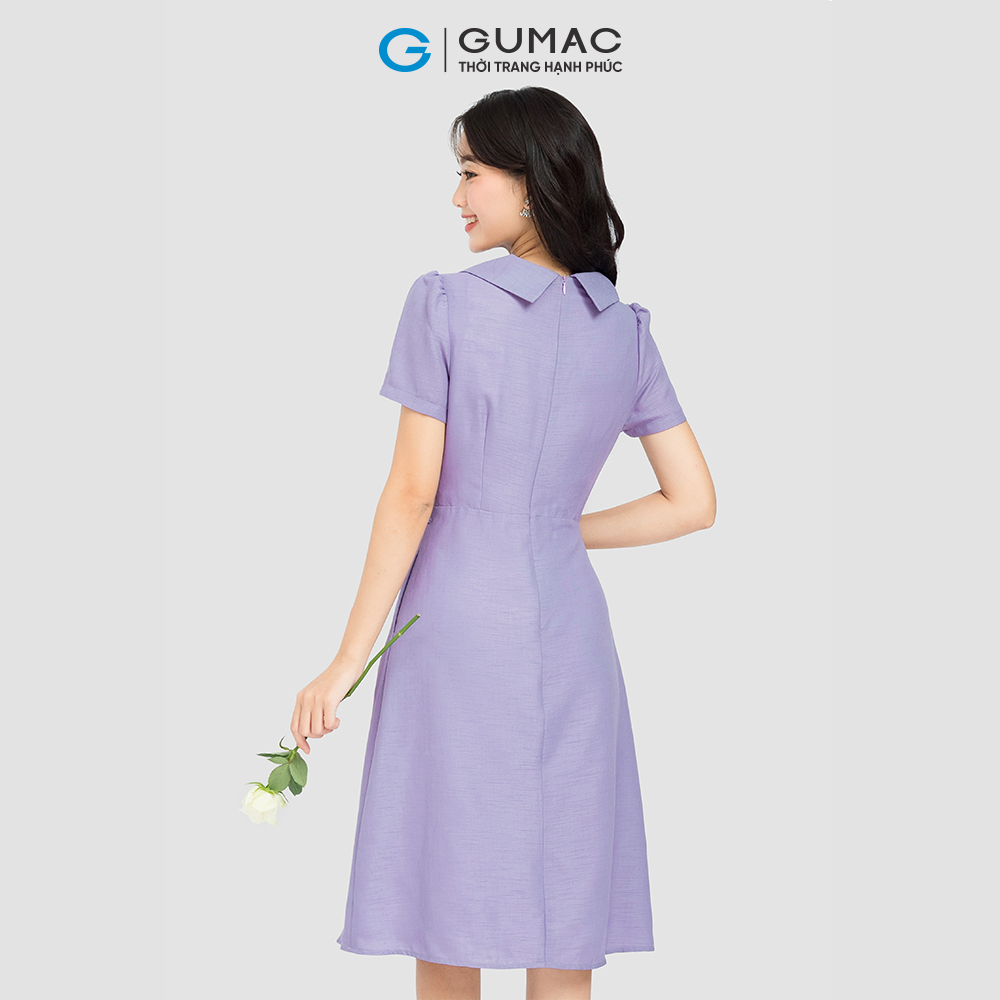 Đầm form A xếp ly eo phối dây eo GUMAC DC12054