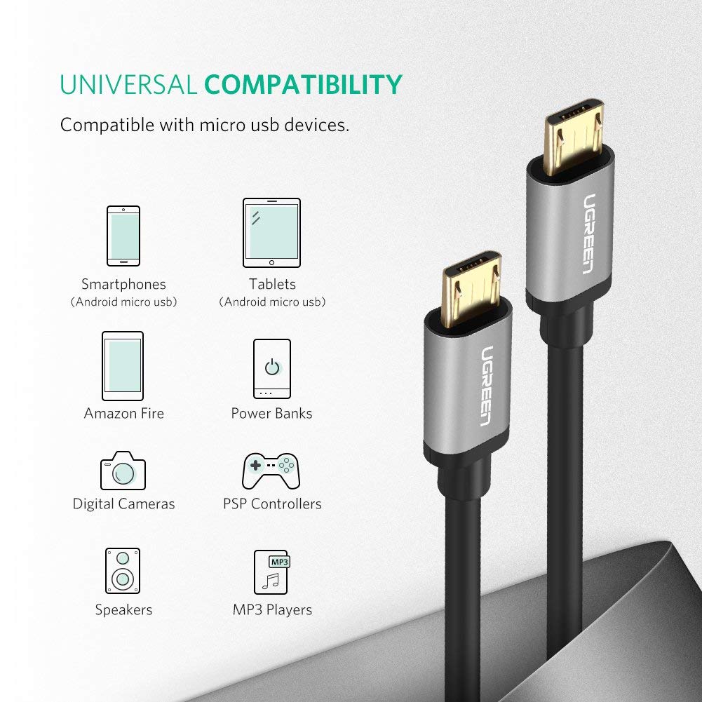 Cáp sạc và truyền dữ liệu 1 ra 2 cổng Micro USB UGREEN US196 - Hàng Chính Hãng