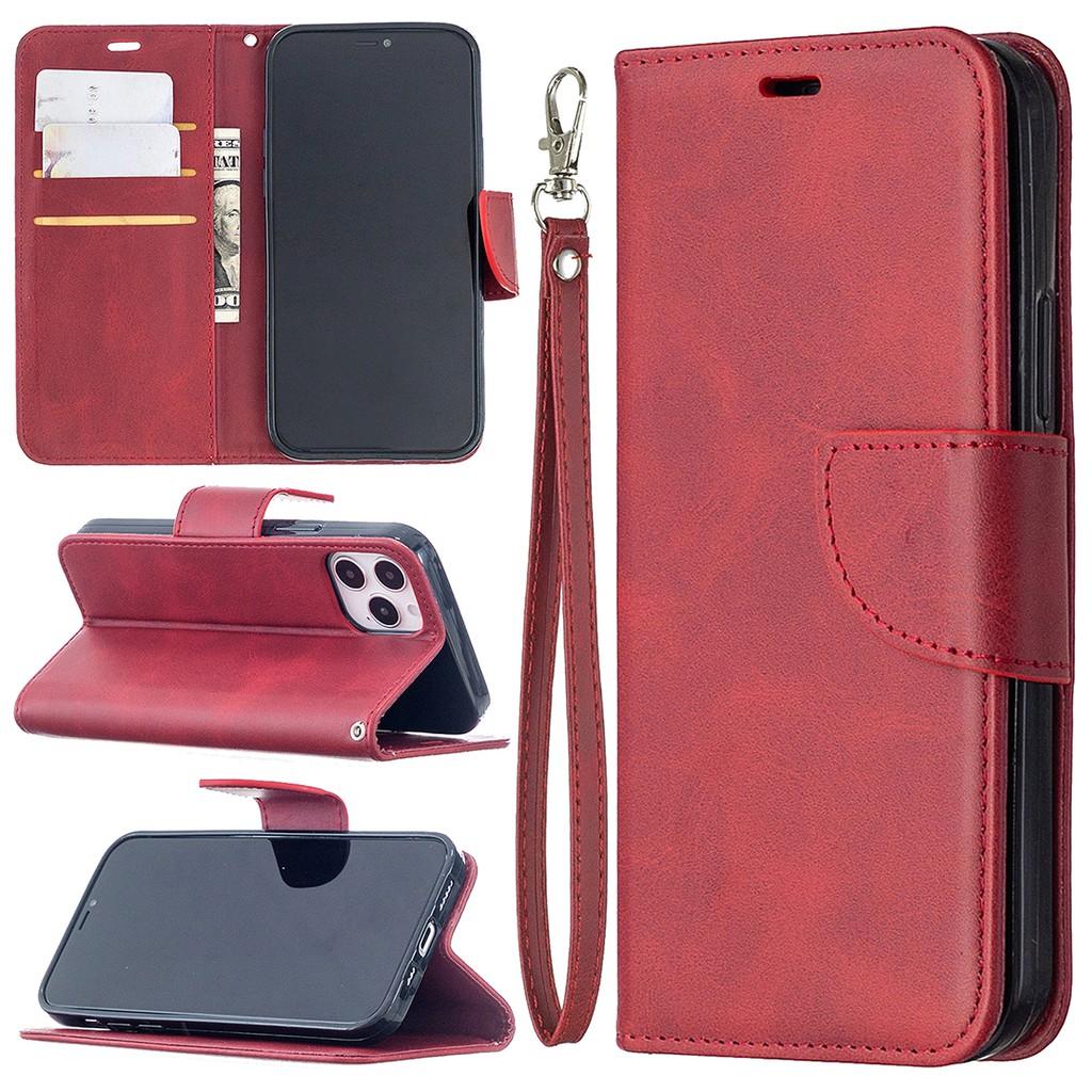 Bao da điện thoại nắp lật PU mềm có ngăn đựng thẻ cho iPhone 12 Pro Max 12 Mini 11 Pro Max