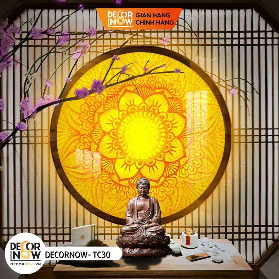 Đèn Hào Quang Phật In Tranh Trúc Chỉ DECORNOW 30,40 cm, Trang Trí Ban Thờ, Hào Quang Trúc Chỉ MANDALA DCN-TC30