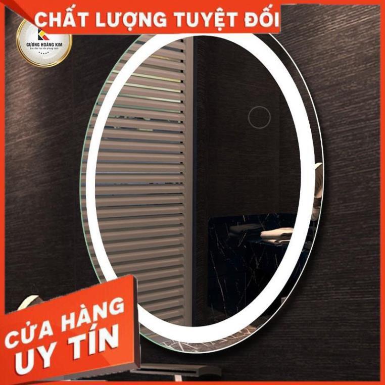 Gương oval bầu dục trang điểm treo tường đèn led cảm ứng thông minh khích thước 50x70cm - guong