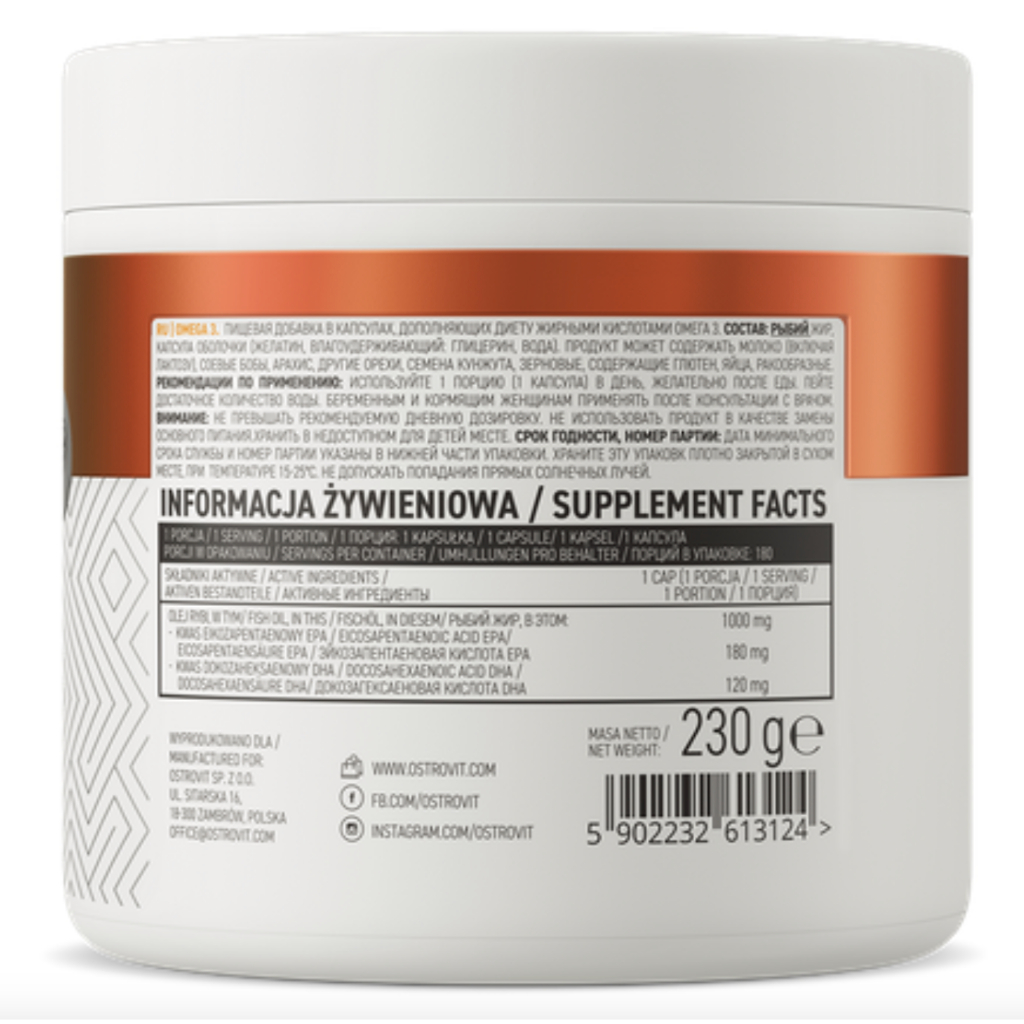 Viên Uống Dầu Cá Ostrovit Omega 3, Bổ Sung EPA / DHA, Nhập khẩu Ba Lan