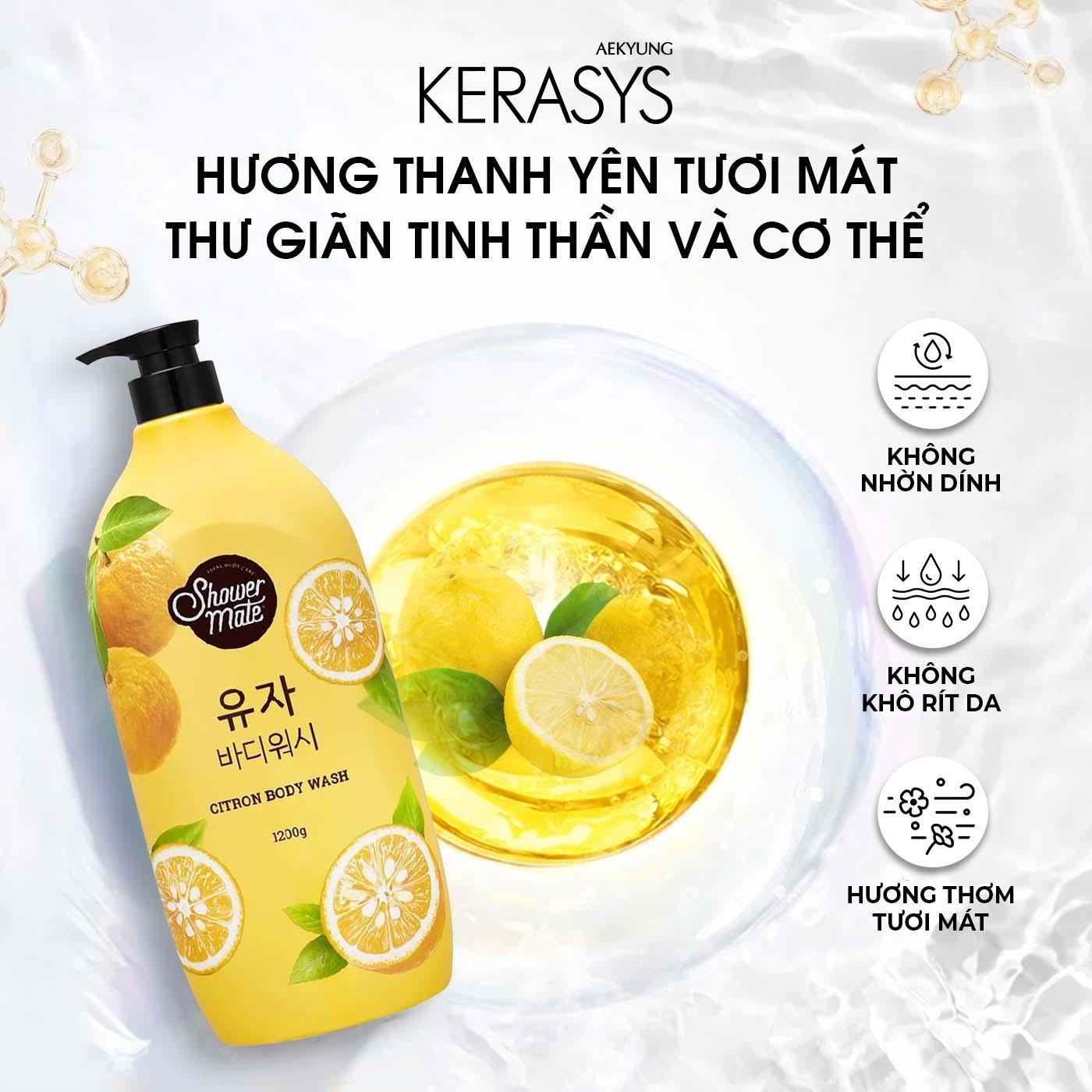 Sữa tắm cao cấp Hàn Quốc Aekyung Showermate Natural Citron (Hương Thanh Yên tươi mát) 500ml