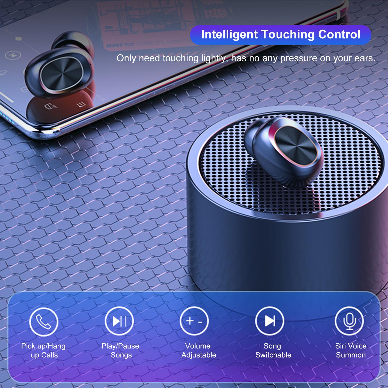 Tai nghe không dây Stereo BT Tai nghe Mini Binaural In-Ear Giảm tiếng ồn Kết nối tự động Earbud chống thấm nước