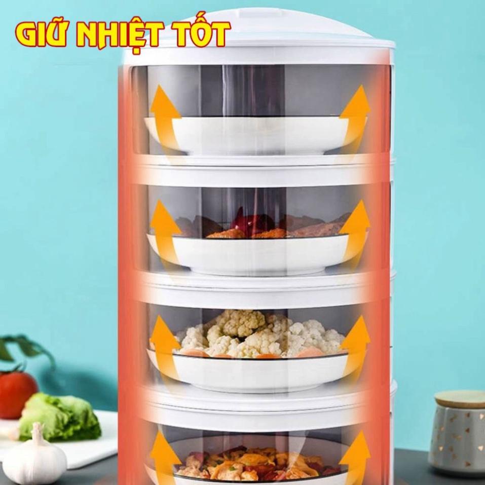 Lồng Bàn Nhiều Tầng, Giữ Nhiệt Đậy Thức Ăn Thông Minh 4 Tầng Dựng Thức Ăn Và 1 Tầng Dựng Rau Củ- Smarthome GG