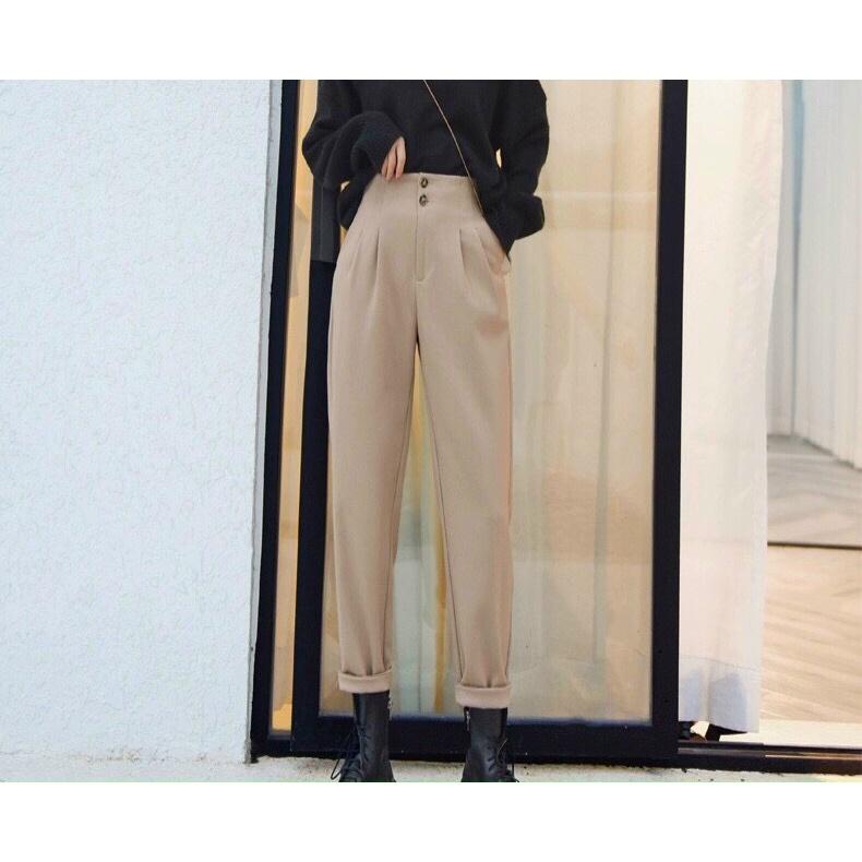 Quần Bagy Nữ cạp cao 2 Cúc Chiết Ly phong cách ulzzang Hàn Quốc CUN075 Đủ 5 Size dày dặn không nhàu không bám bụi