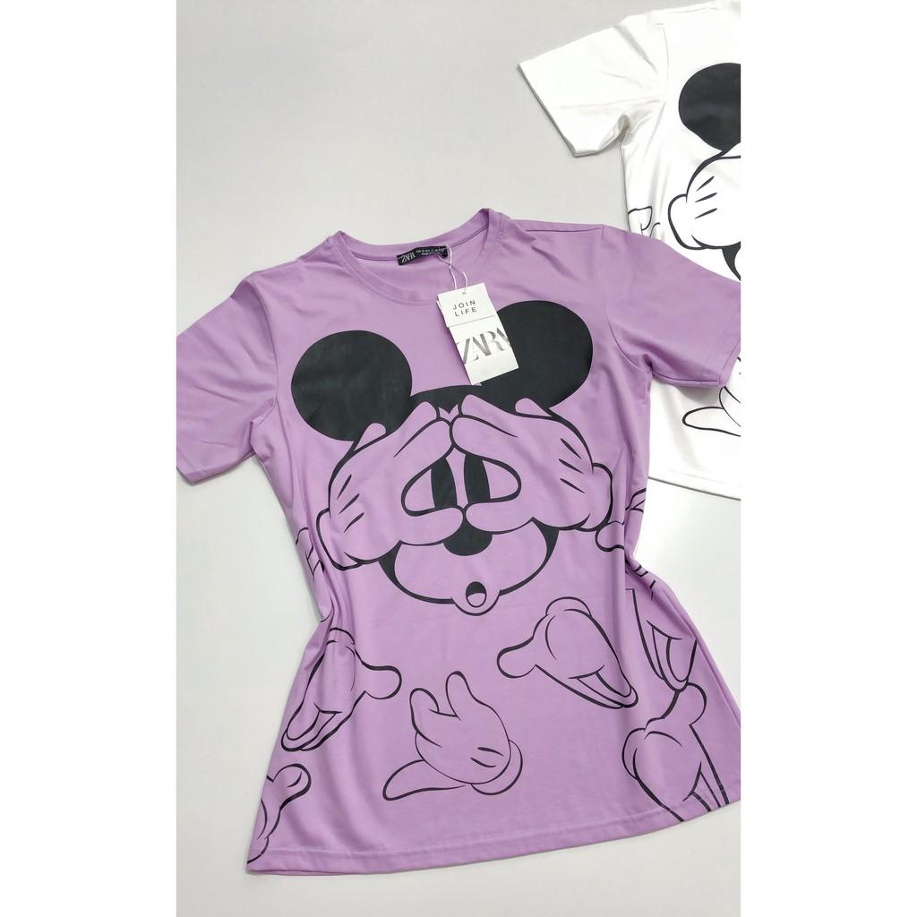 Siêu phẩm hàng xuất Áo thun hình Micky màu tím ngọt lịm và màu trắng trẻ trung