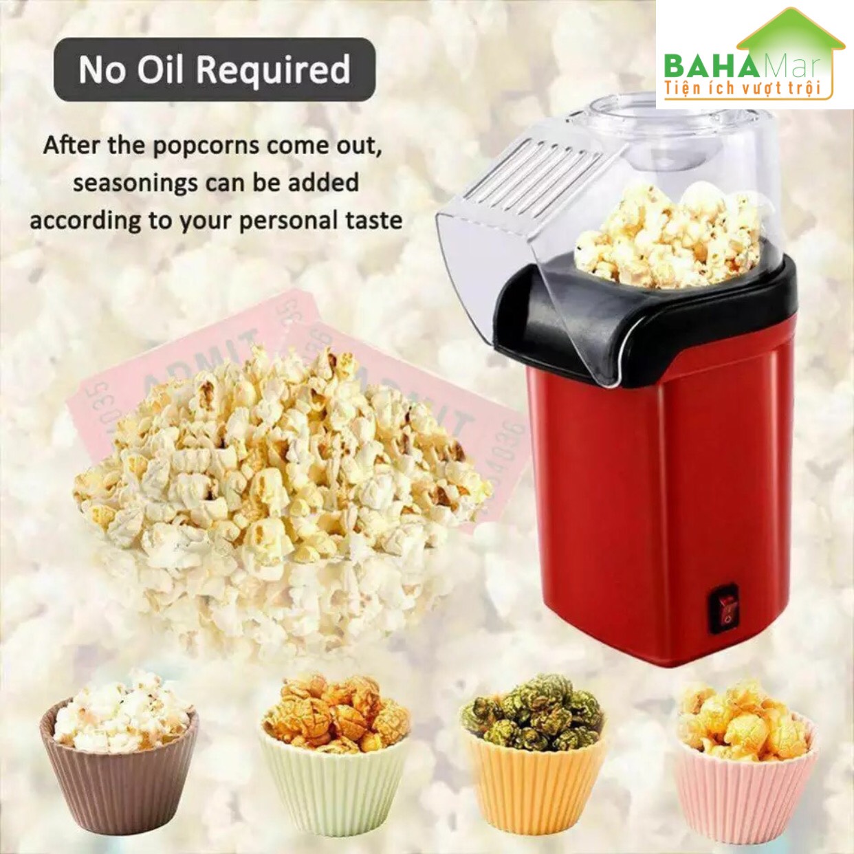 MÁY LÀM BẮP RANG BƠ POPPER TỰ ĐỘNG TẠI GIA ĐÌNH "BAHAMAR" tiện dụng và đảm bảo vệ sinh an toàn phù hợp dùng tại gia đình