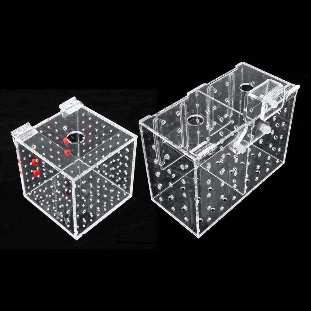 Clear Acrylic Aquarium Fish Incubator Breeding Box Incubator Isolation Box, 2 Size