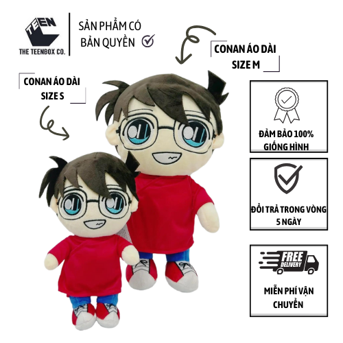 Thú bông Conan Áo Dài size M - Sản Phẩm Có Bản Quyền, Phân Phối Bởi Teenbox