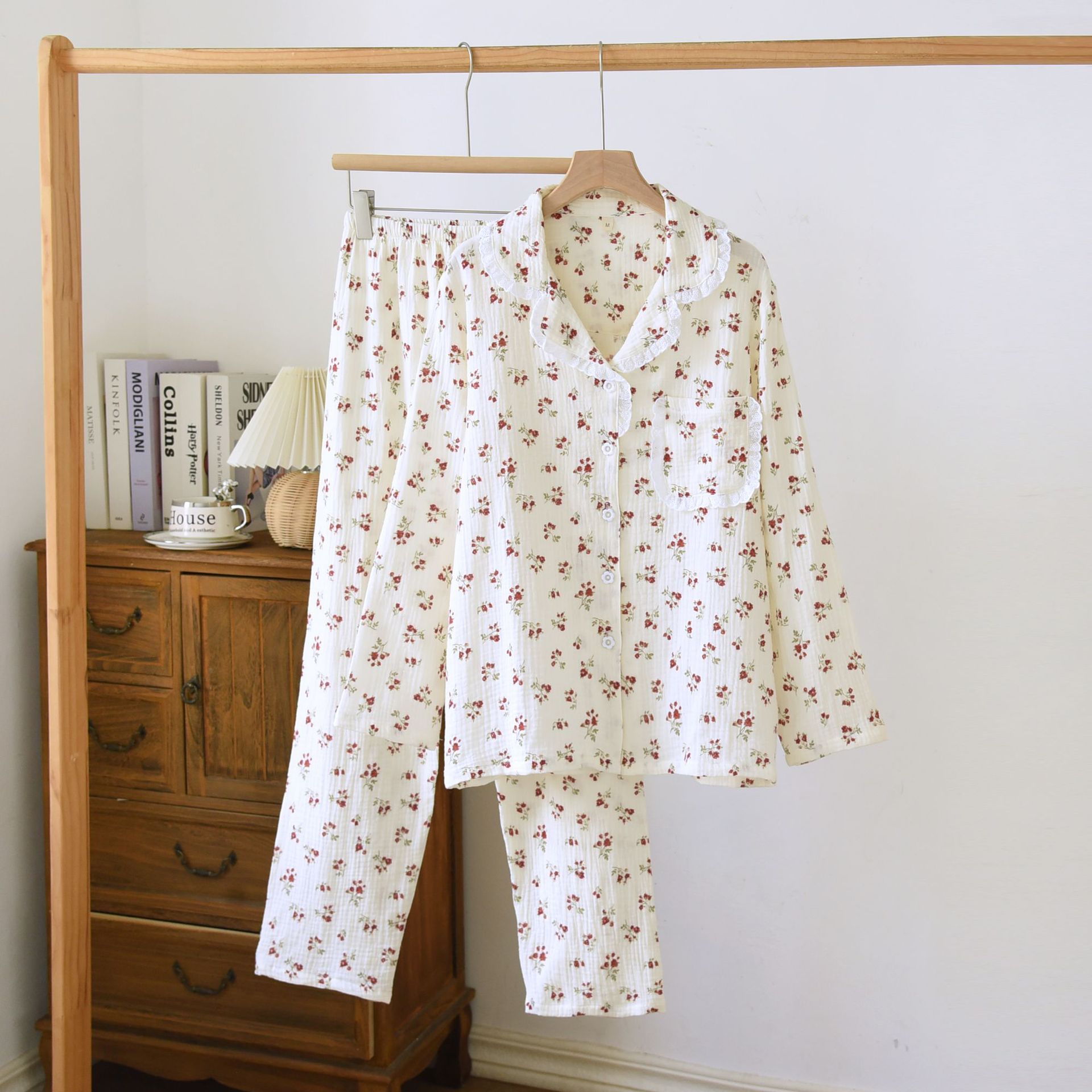 Bộ Đồ Mặc Nhà Dài Tay Chất Liệu Xô Muslin Hàng Cao Cấp