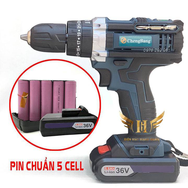 Máy khoan pin 36V 3 chức năng khoan tường,bắn vit,mở bulong- Tặng kèm 24 chi tiết gồm các mũi khoan + Mũi bắt vít