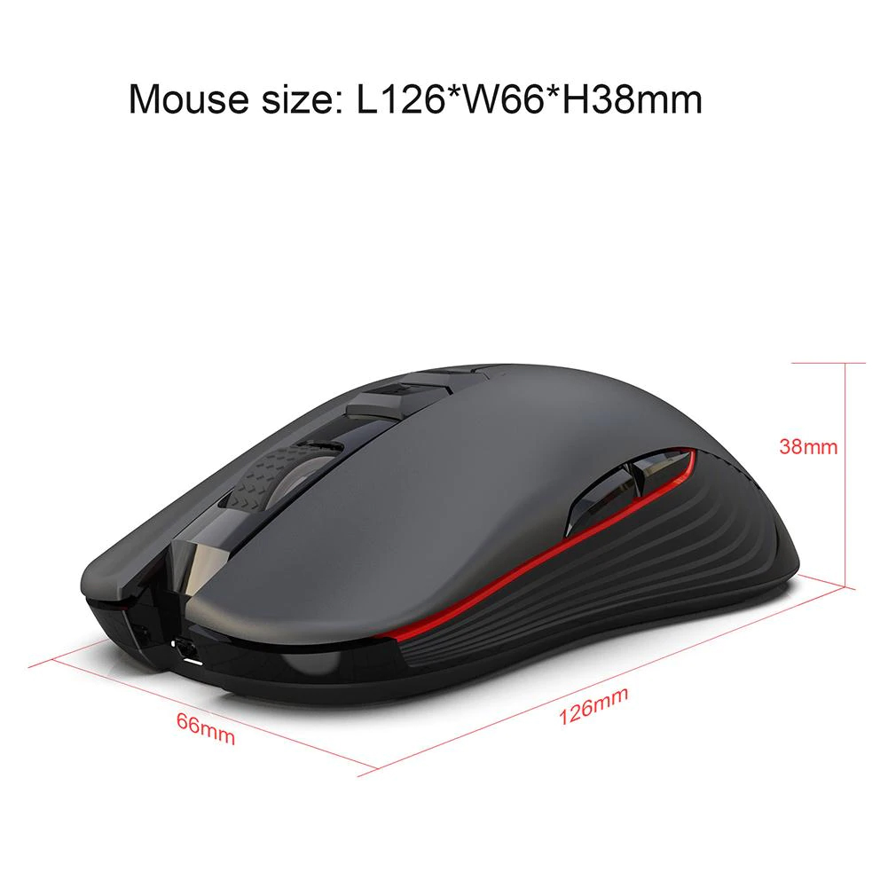 Chuột HXSJ T30 Không Dây Chuyên Dùng Cho Gamer, Văn Phòng Không Mỏi Cổ Tay, Đèn Nền 7 Màu, Độ Nhạy 3600DPI, Sử Dụng Pin Sạc 750mAh Cổng Type-C - Hàng Chính Hãng