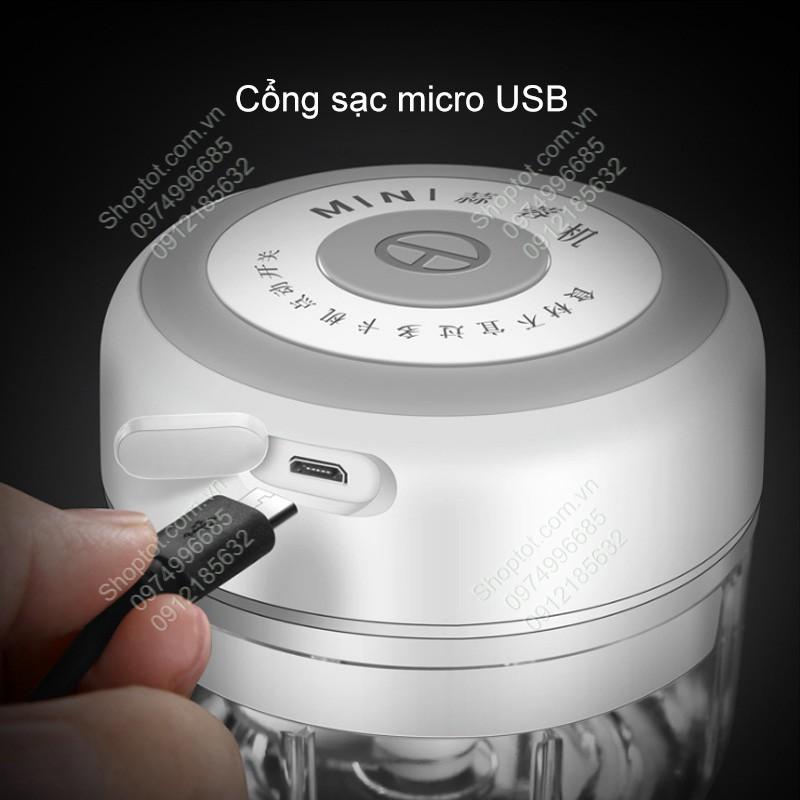 MÁY XAY TỎI, ỚT, THỊT, CÁ HAY CÁC ĐỒ ĂN DẶM CHO BÉ, SỬ DỤNG PIN SẠC GẮN BÊN TRONG MXM100