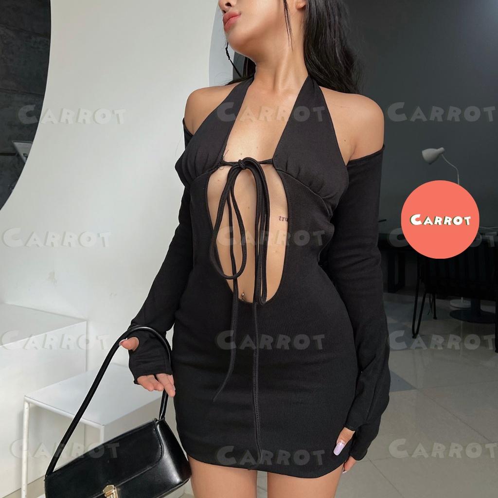 Đầm body thiết kế tặng kèm tay áo sexy chất thun cao cấp co giãn đi tiệc carrotxinhdep