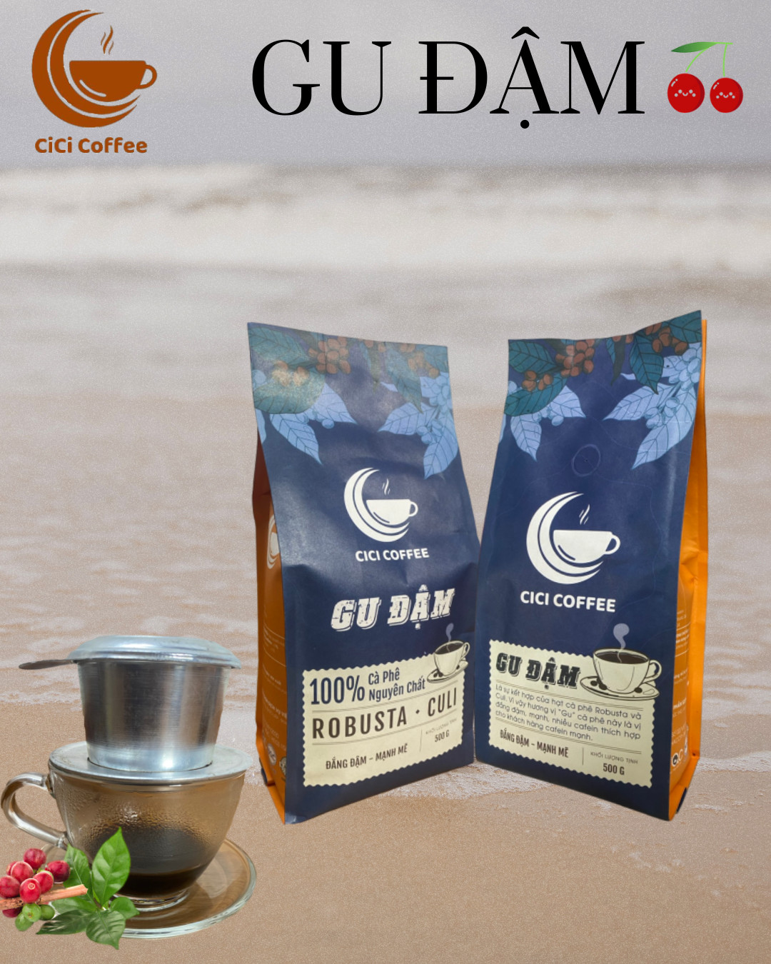 CAFE GU ĐẬM 500gr