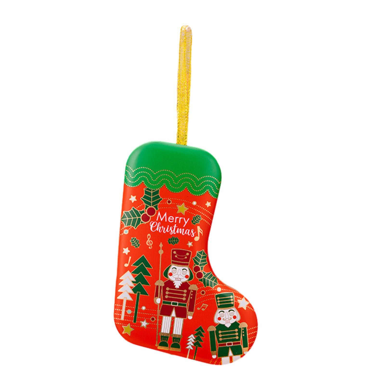 Christmas Tin Box Hanging Gift Box Unique Snack Container Cookie Tin Jar Treat Box for Christmas Tree Festival Party Supplies