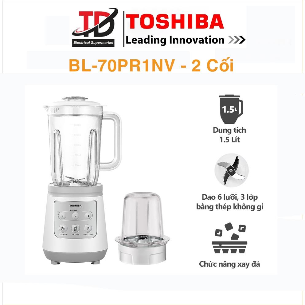 Máy Xay Sinh Tố Toshiba BL-70PR2NV, Công Suất 700w - 3 Cối Sinh Tố, Xay Thịt, Xay Khô, Hàng Chính Hãng