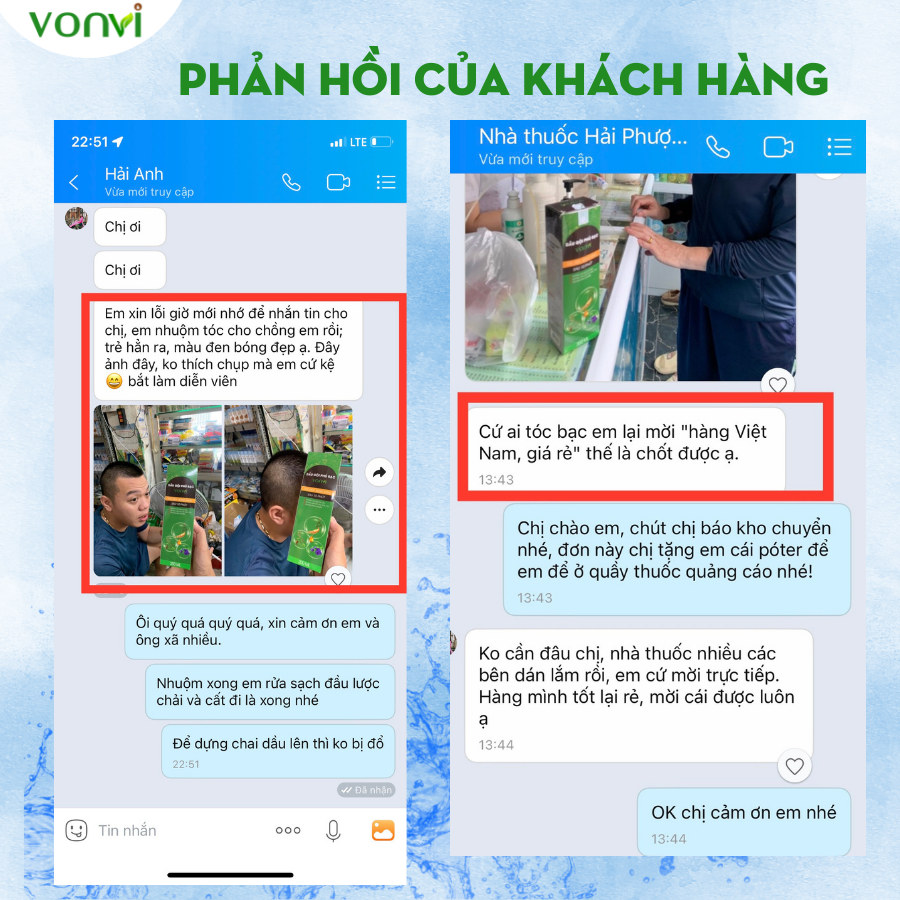 Nhuộm phủ bạc VONVI không xót, không phai, không làm đen da đầu, lên màu đen tự nhiên sau 10 phút chia 200 ml