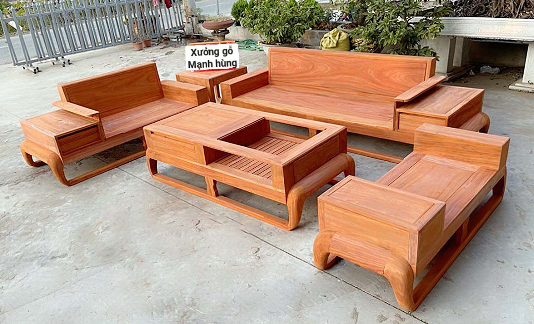 Bộ sofa chân đùi gà ,gỗ hương đỏ