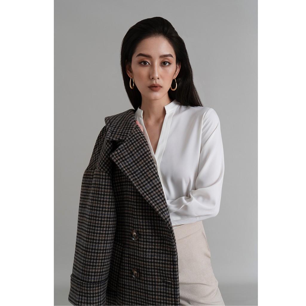 Áo khoác nữ bigsize dáng ngắn hoạ tiết kẻ Hounstooth 2NDDATE CO002HF