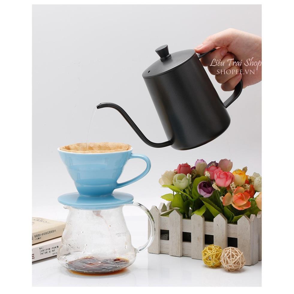 Bình cổ ngỗng bình drip pha cà phê cafe ấm cổ ngỗng vòi dài 600ml