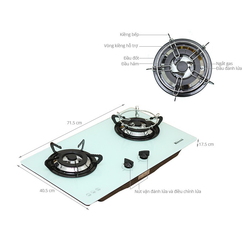 Bếp gas âm Rinnai RVB-2WG(N), Có đầu hâm, Ngắt gas tự động - Hàng chính hãng