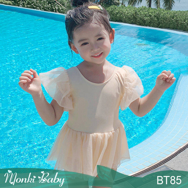 Bộ bơi bé gái một mảnh phong cách công chúa dễ thương, áo tắm liền thân trẻ em size nhỏ điệu đà, chất thun bơi lạnh mịn đẹp | BT85