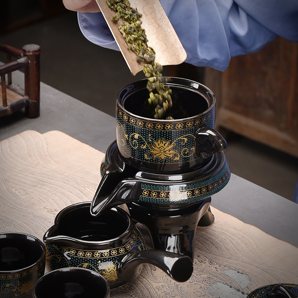 Bộ ấm trà trung hoa Soul Tea dạng cối xay hoa văn cổ điển, tặng kèm hộp đựng quà, đổi mới miễn phí nếu vỡ khi vận chuyển