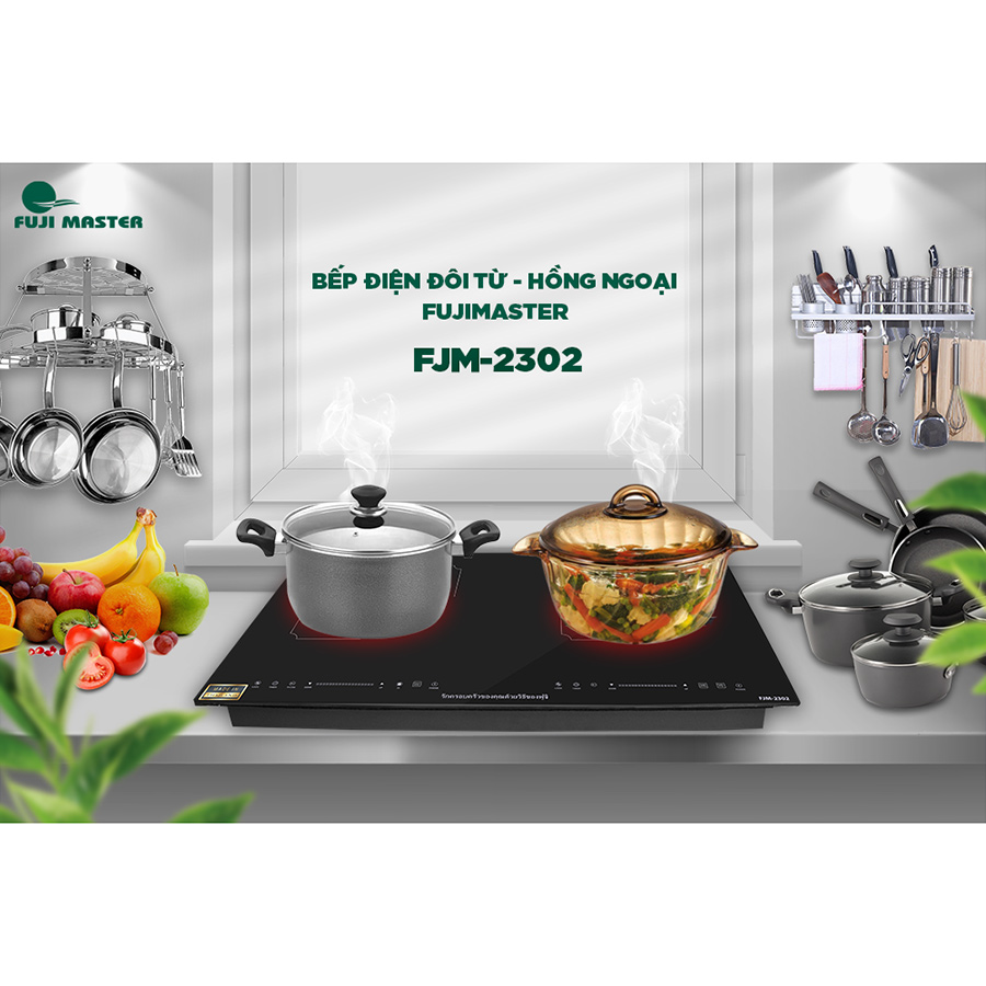 Bếp đôi kết hợp điện từ + hồng ngoại Fuji Master FJM-2302 - Hàng chính hãng