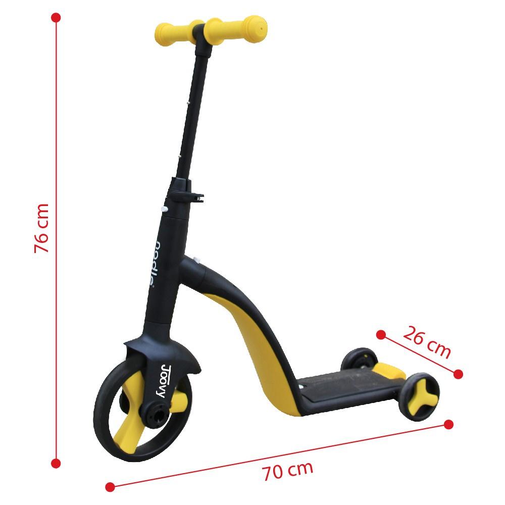 Siêu xe biến hình xe Scooter, xe chòi chân, xe cân bằng 3 trong 1 cho bé từ 1 tới 6 tuổi màu vàng